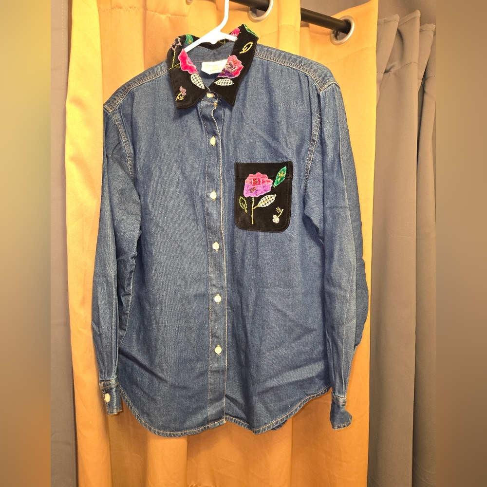 Susan Bristol casual petite medium patchwork button down shirt